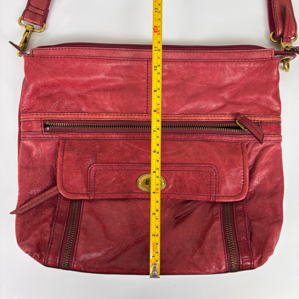 Fossil 2-Pc Set Leather Crossbody Purse Leather Organizer Clutch Wallet Red - Picture 15 of 15